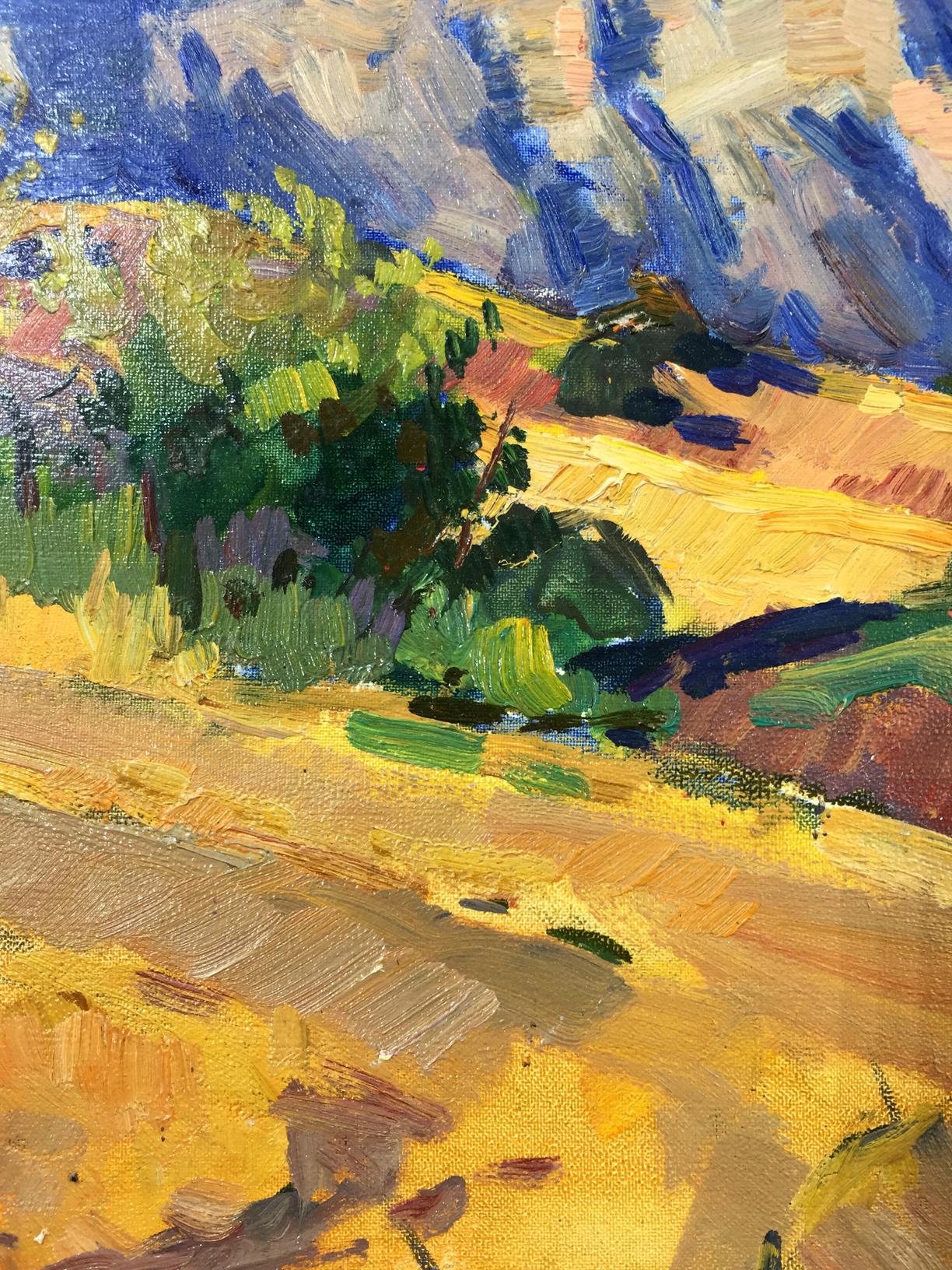 Vibrant impressionist oil painting The mountains Gomol’skiy G. S. sunlit landscape