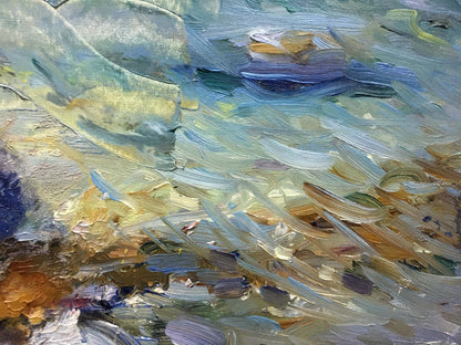 Oil painting Sea freshness by Filippov Zinovy Ivanovich, abstract blue green gold textures