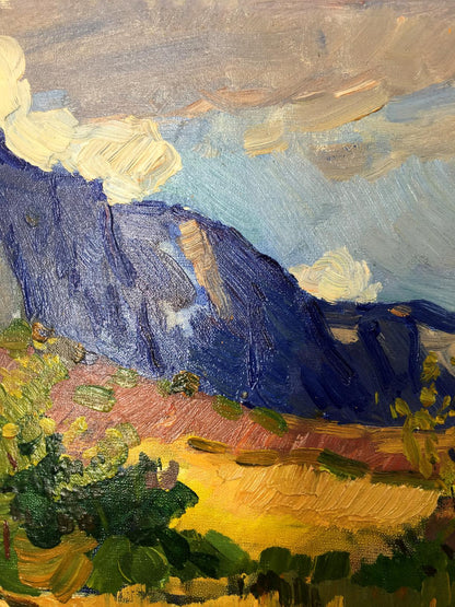 Oil painting The mountains by Gomol’skiy G. S. vibrant blue range