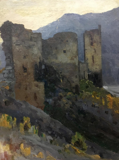 Oil painting of weathered castle ruins by Himona Nikolay Petrovich