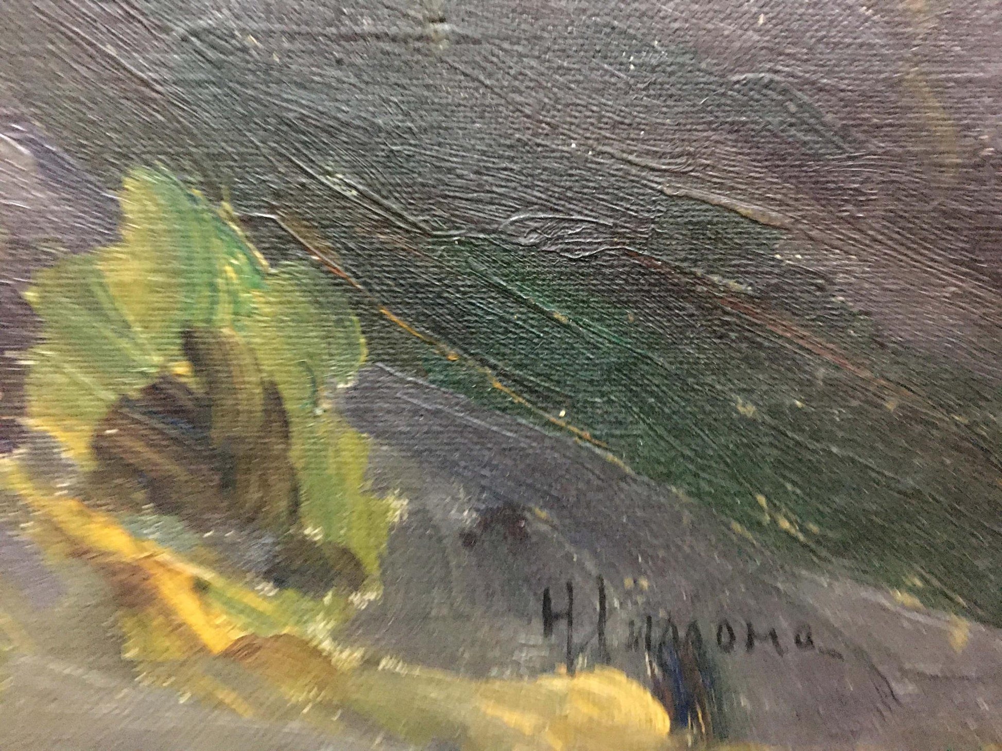 Textured oil painting of vibrant yellow sunflower by Himona Nikolay Petrovich