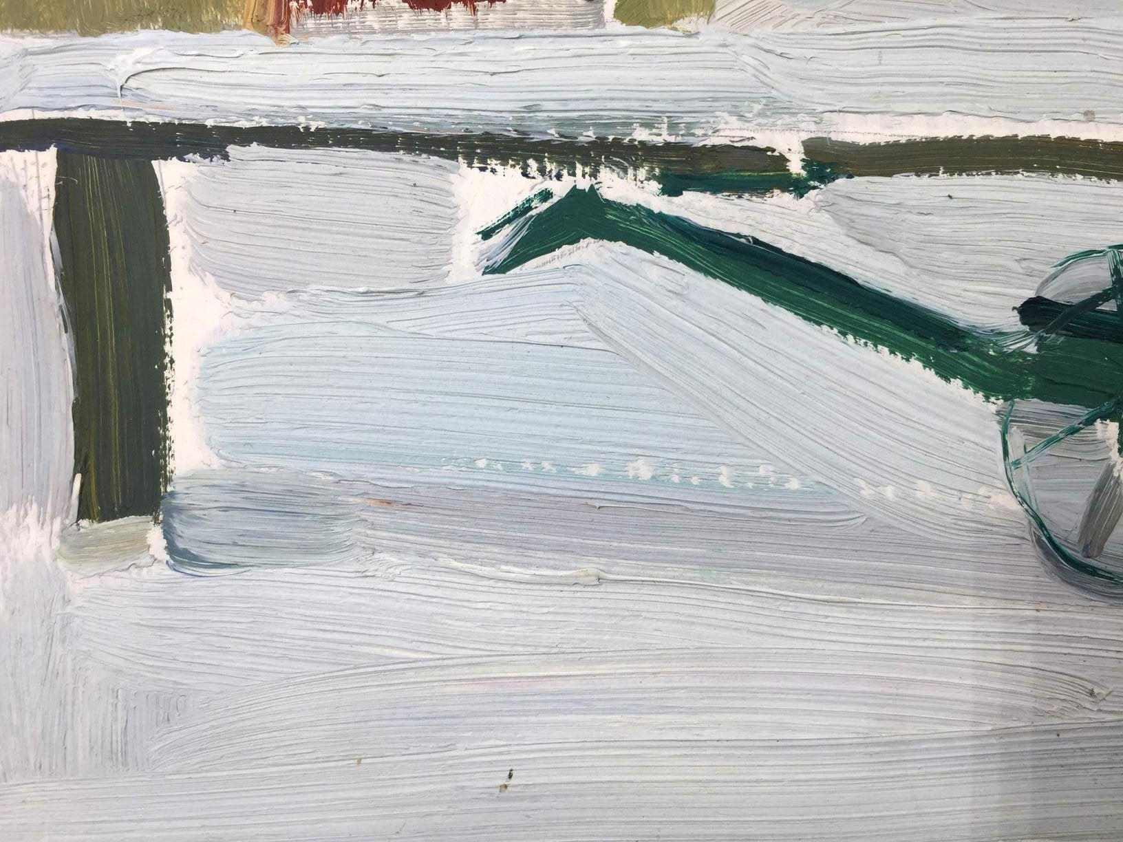 Abstract oil painting by Sergei Alekseevich Grigoriev with thick textured white gray green brushstrokes
