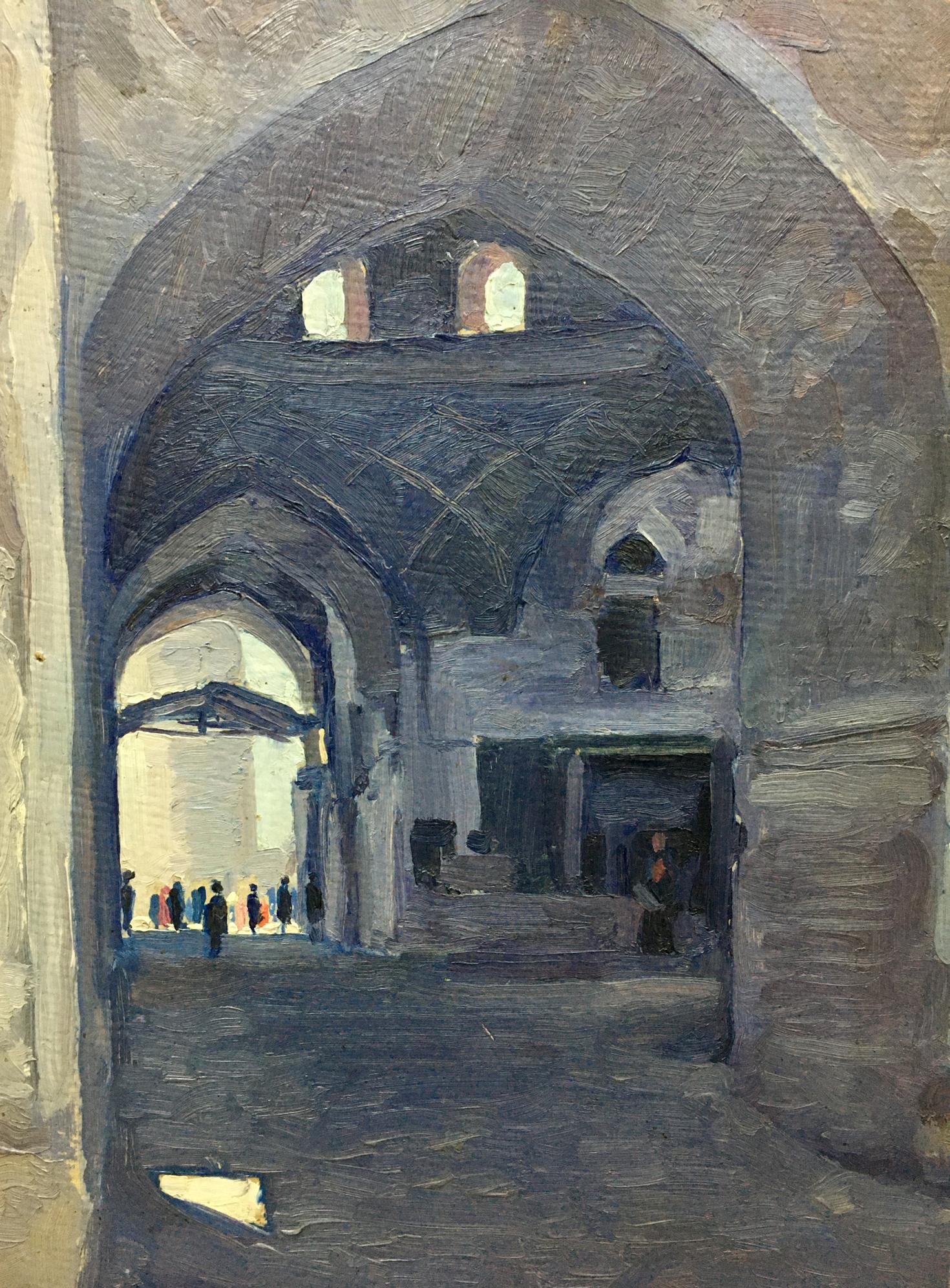 Textured impressionistic oil painting Road to the market by Bondarovich Anatoly Martynovich