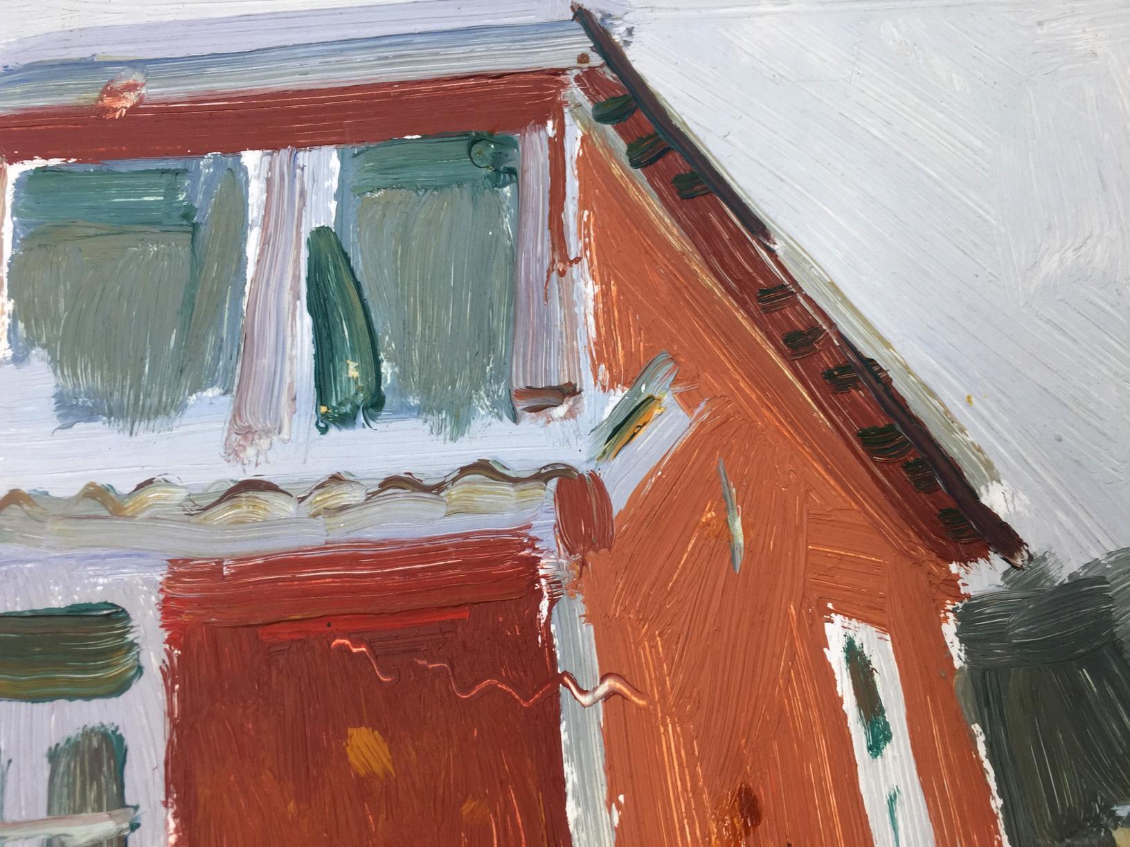 Vibrant orange house with red roof by Sergei Alekseevich Grigoriev oil painting