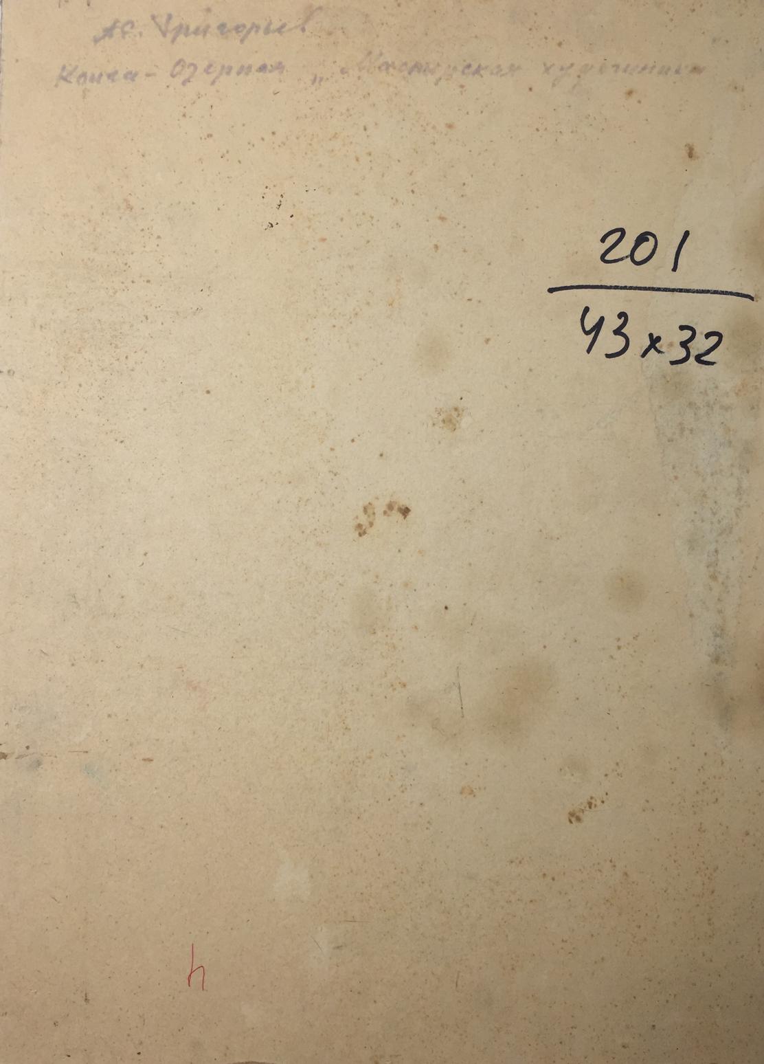 Back of Sergei Alekseevich Grigoriev oil painting with 201 over 43x32 notation