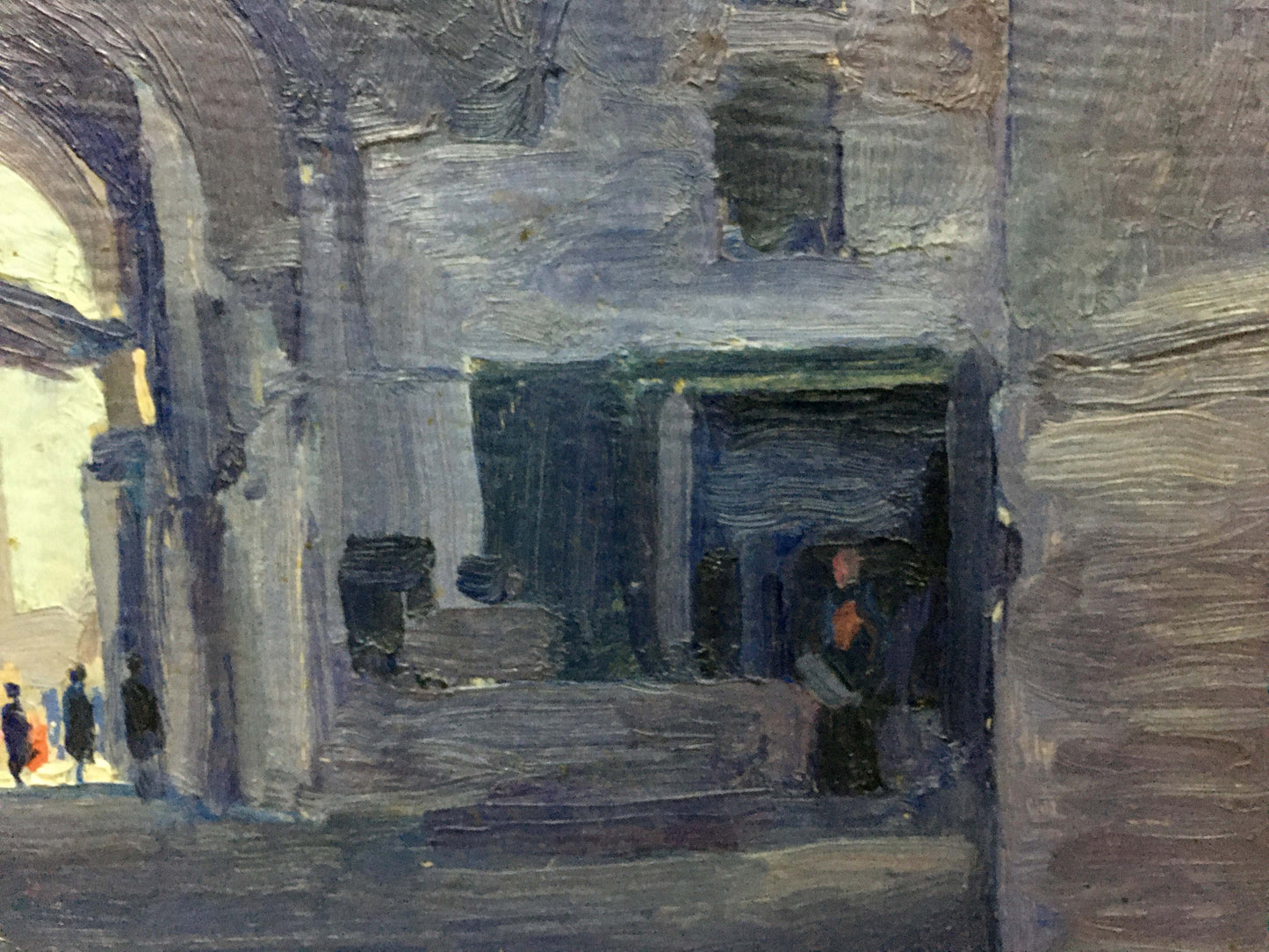 Textured impressionistic oil painting of arched stone passageway by Bondarovich Anatoly Martynovich