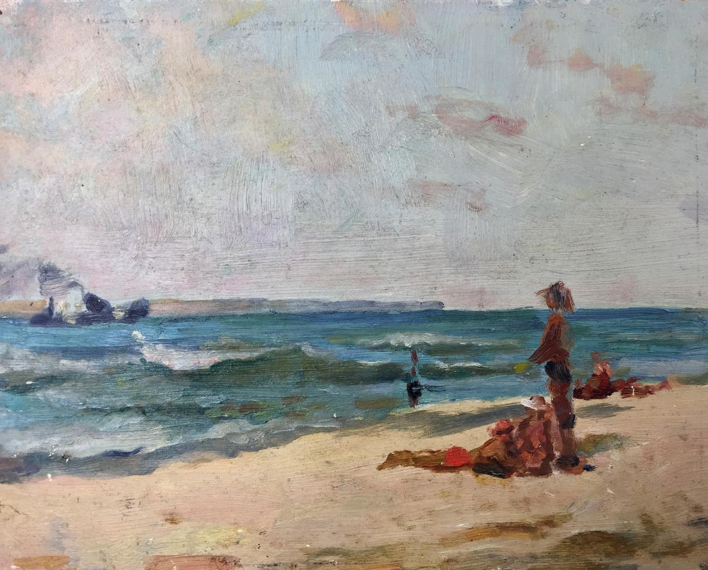 Impressionistic oil painting of beach waves and rocks by Bespalov Ivan Nikolaevich