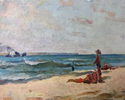 Impressionistic oil painting of beach waves and rocks by Bespalov Ivan Nikolaevich