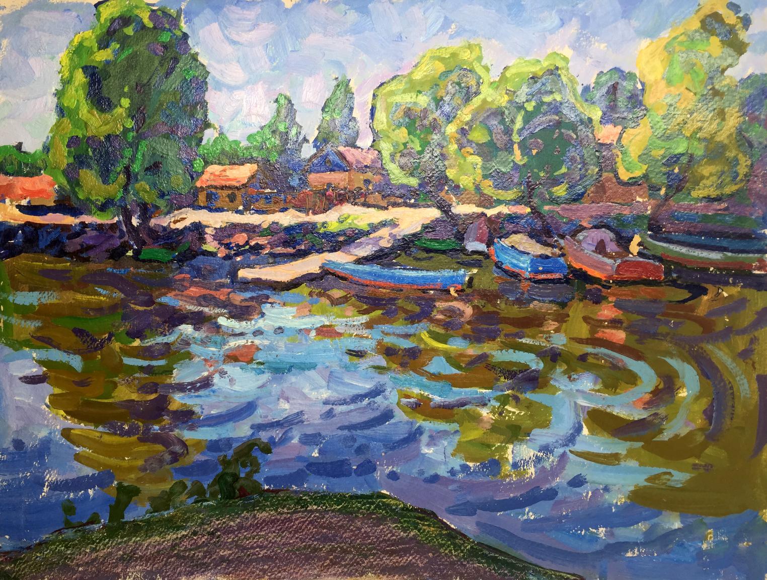 Vibrant impressionist oil painting Hills Leninsky by Ruban Grigory Savelyevich