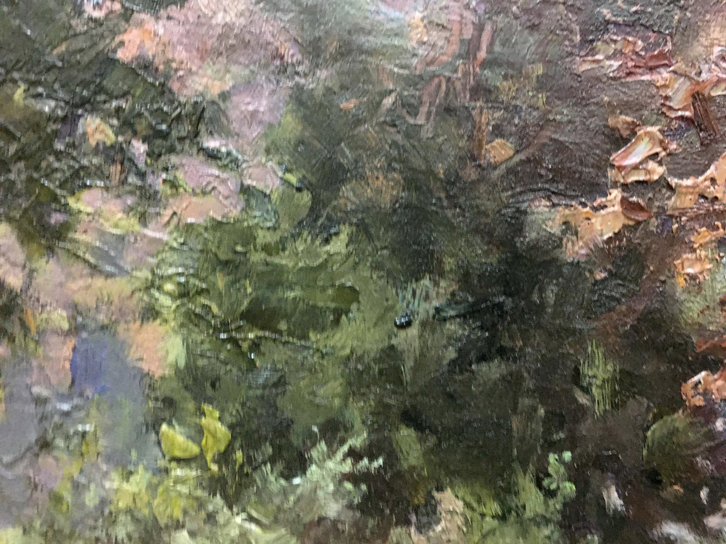 Oil painting Forest D. Nevkrytyy with textured impasto in earthy tones