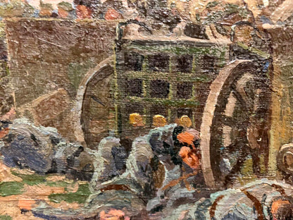 Oil painting War Buryachok by Ivan Martynovich: industrial scene with workers