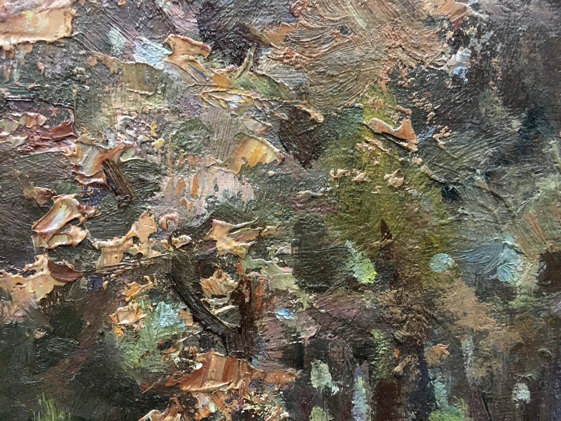 Oil painting Forest D. Nevkrytyy abstract earthy tones textured brushstrokes