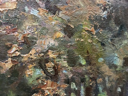 Oil painting Forest D. Nevkrytyy abstract earthy tones textured brushstrokes