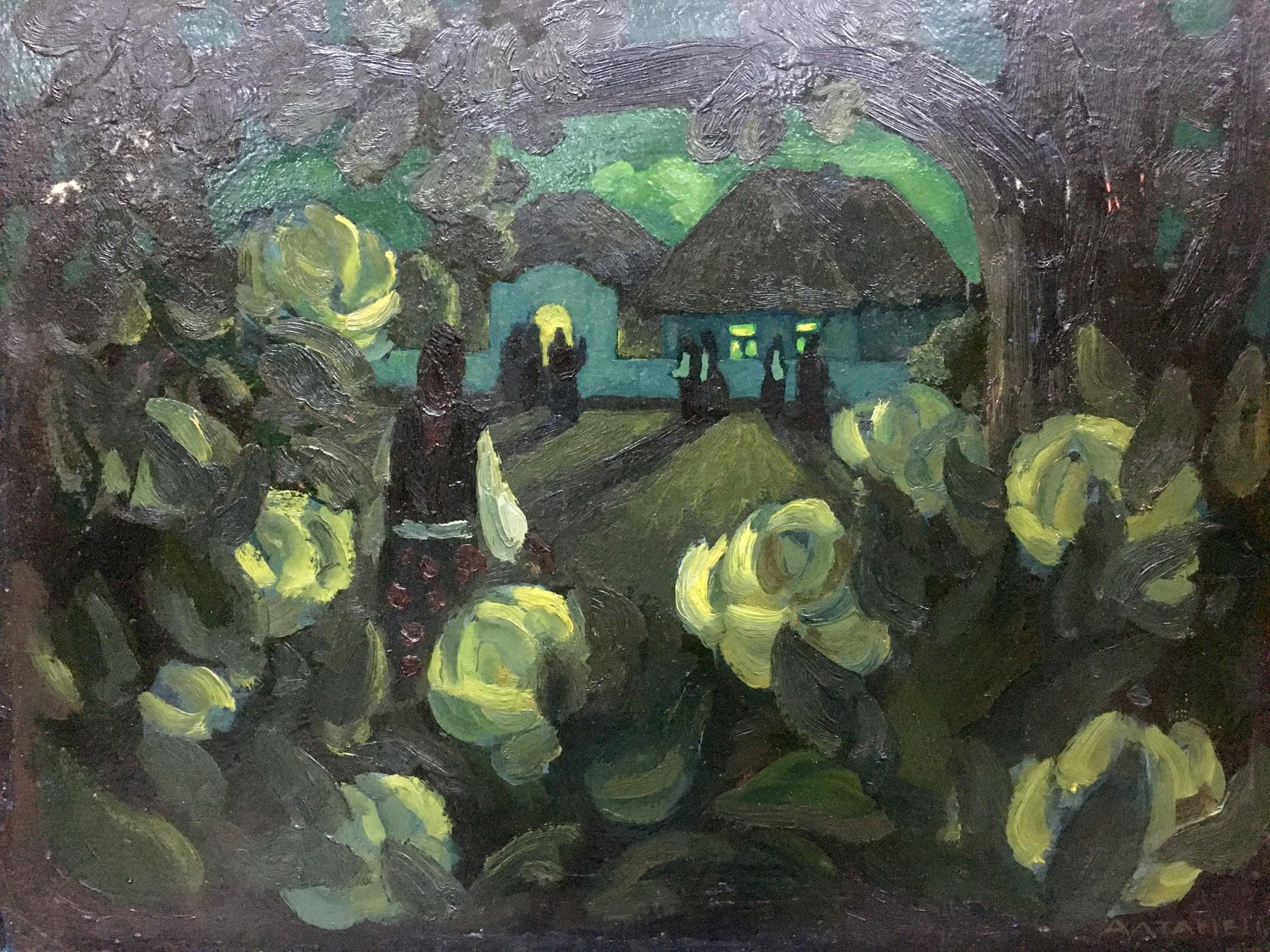 Oil painting by Altanets Valentin Ivanovich: village with glowing windows