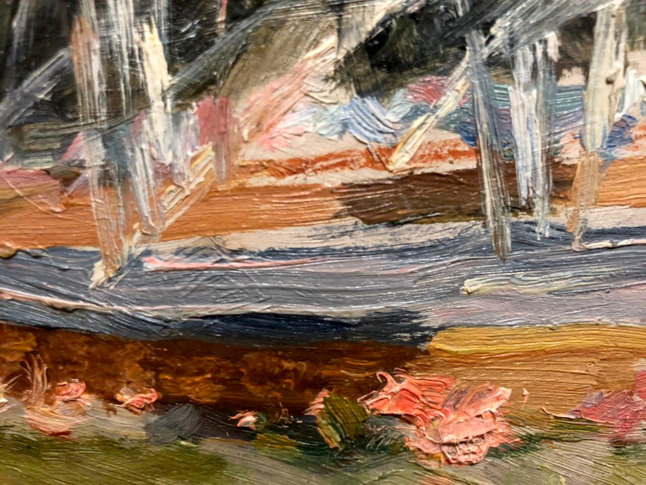 Oil painting Well by Tkachenko Evgeny Nikolaevich with bold earthy browns, blues, pinks