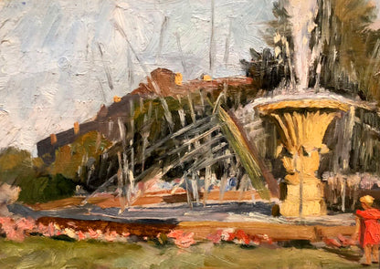 Golden ornate fountain oil painting by Tkachenko Evgeny Nikolaevich