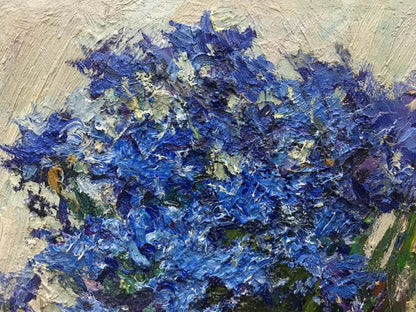 Vibrant oil painting of deep blue flowers by Sokolov Vasily Vasilievich