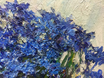Oil painting of vibrant blue flowers by Sokolov Vasily Vasilievich
