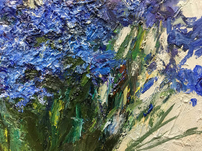 Vibrant oil painting of blue flowers by Sokolov Vasily Vasilievich