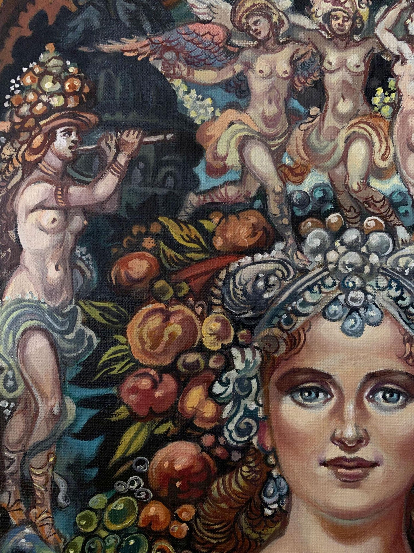 Oil painting Muse by Alexander Arkadievich Litvinov with blue-eyed woman