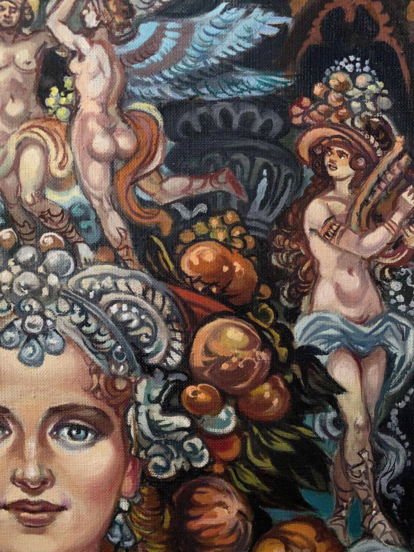 Oil painting Muse by Alexander Arkadievich Litvinov with central female figure