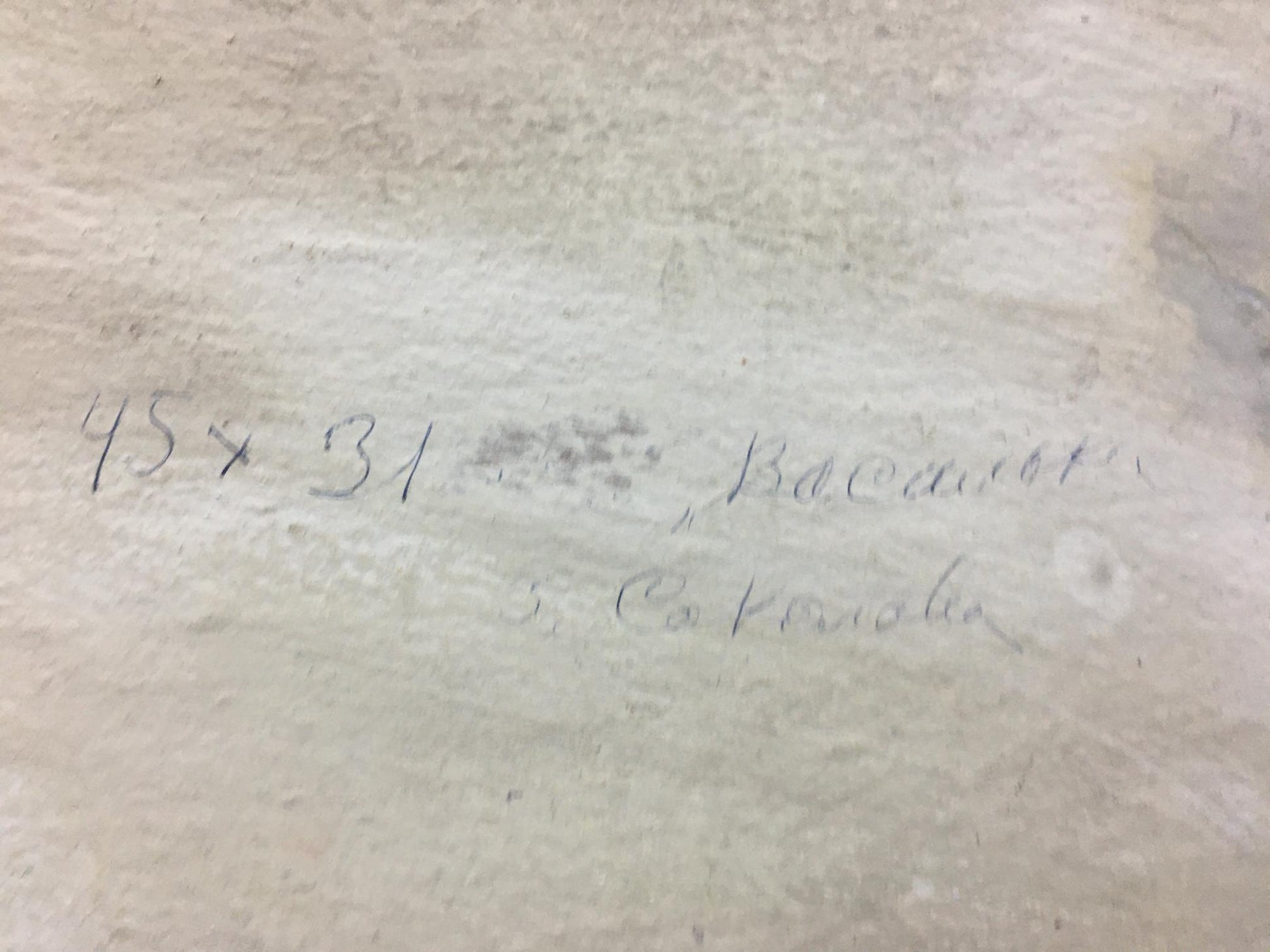 Handwritten inscription on back of Sokolov Vasily Vasilievich oil painting Flowers