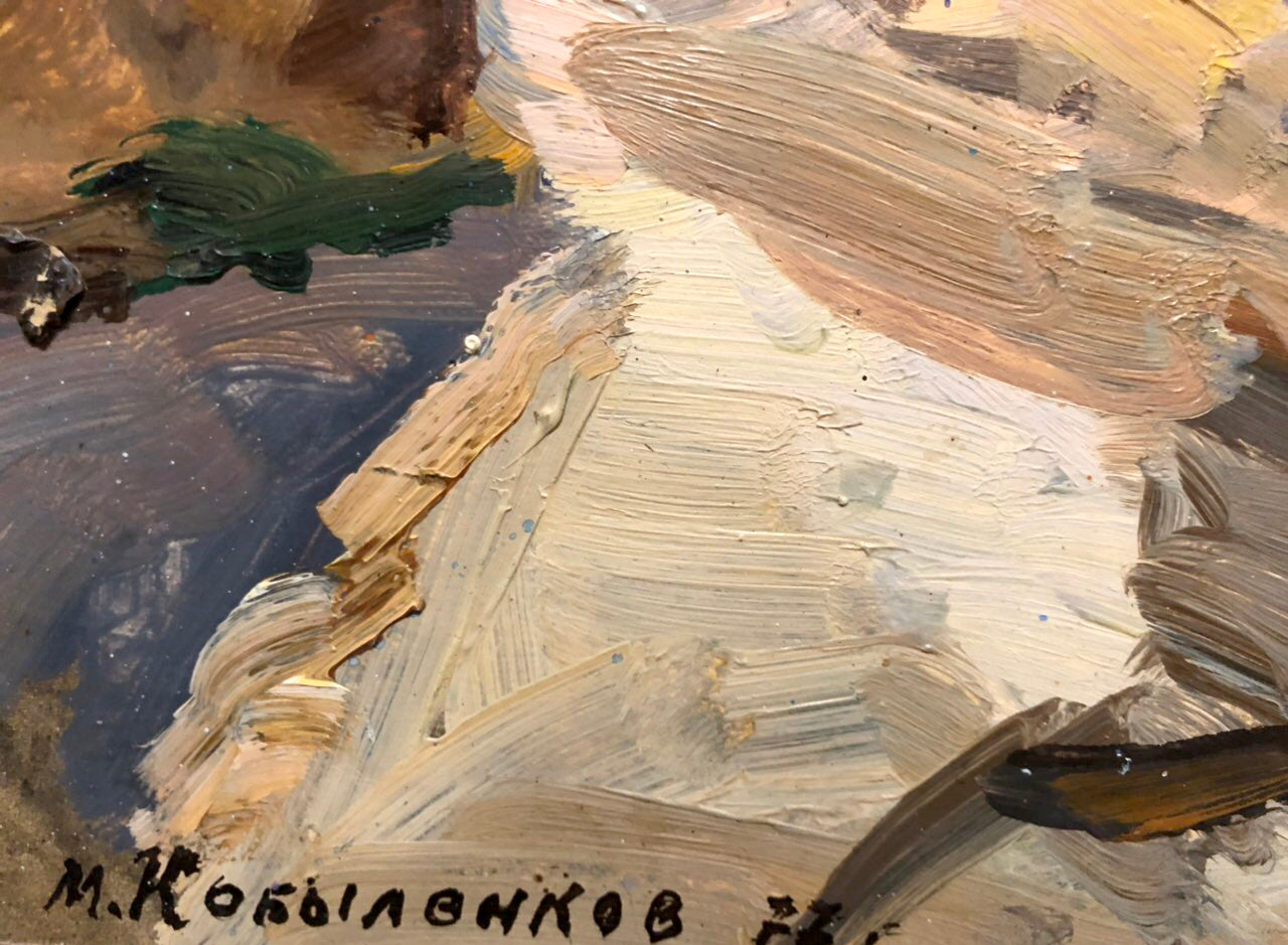Textured oil painting City by Kobylenkov Mikhail Vasilyevich in earthy tones