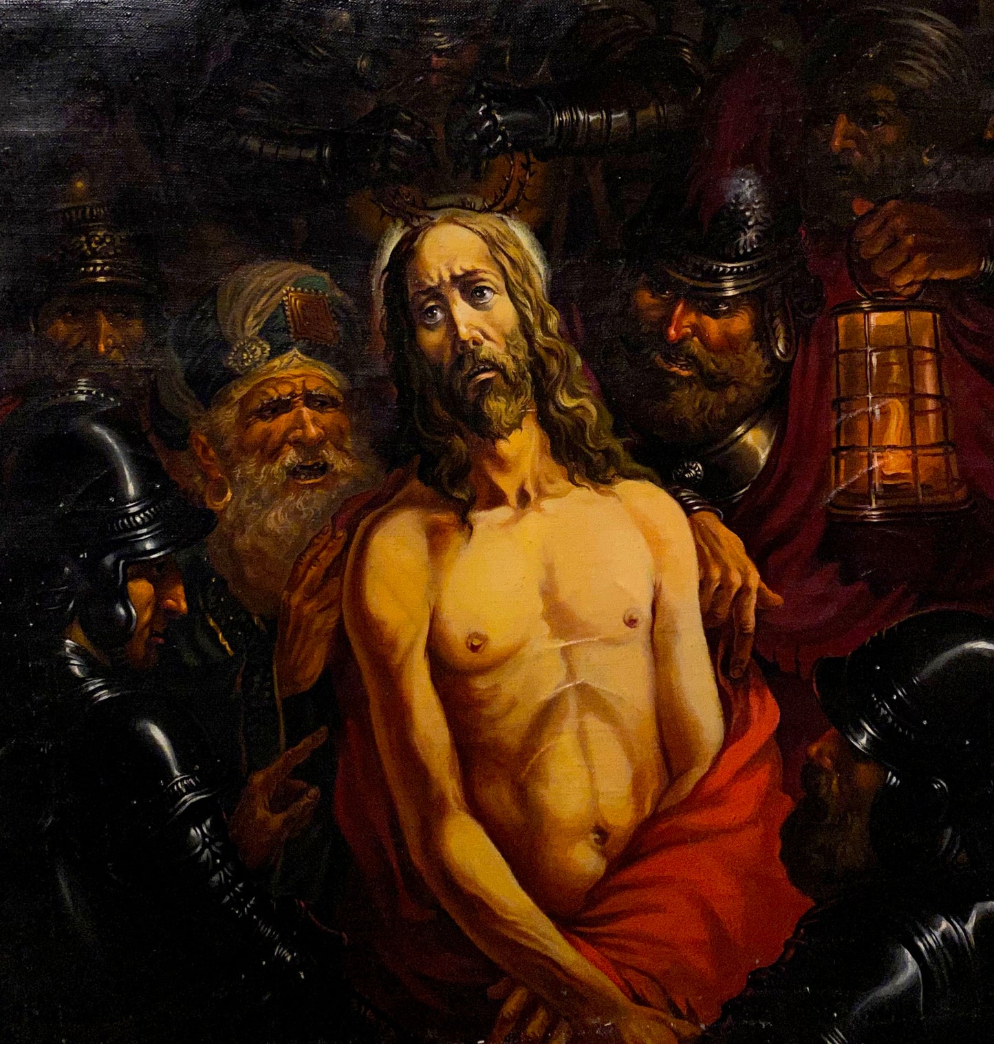 Oil painting of Jesus in Crown of Thorns by Litvinov