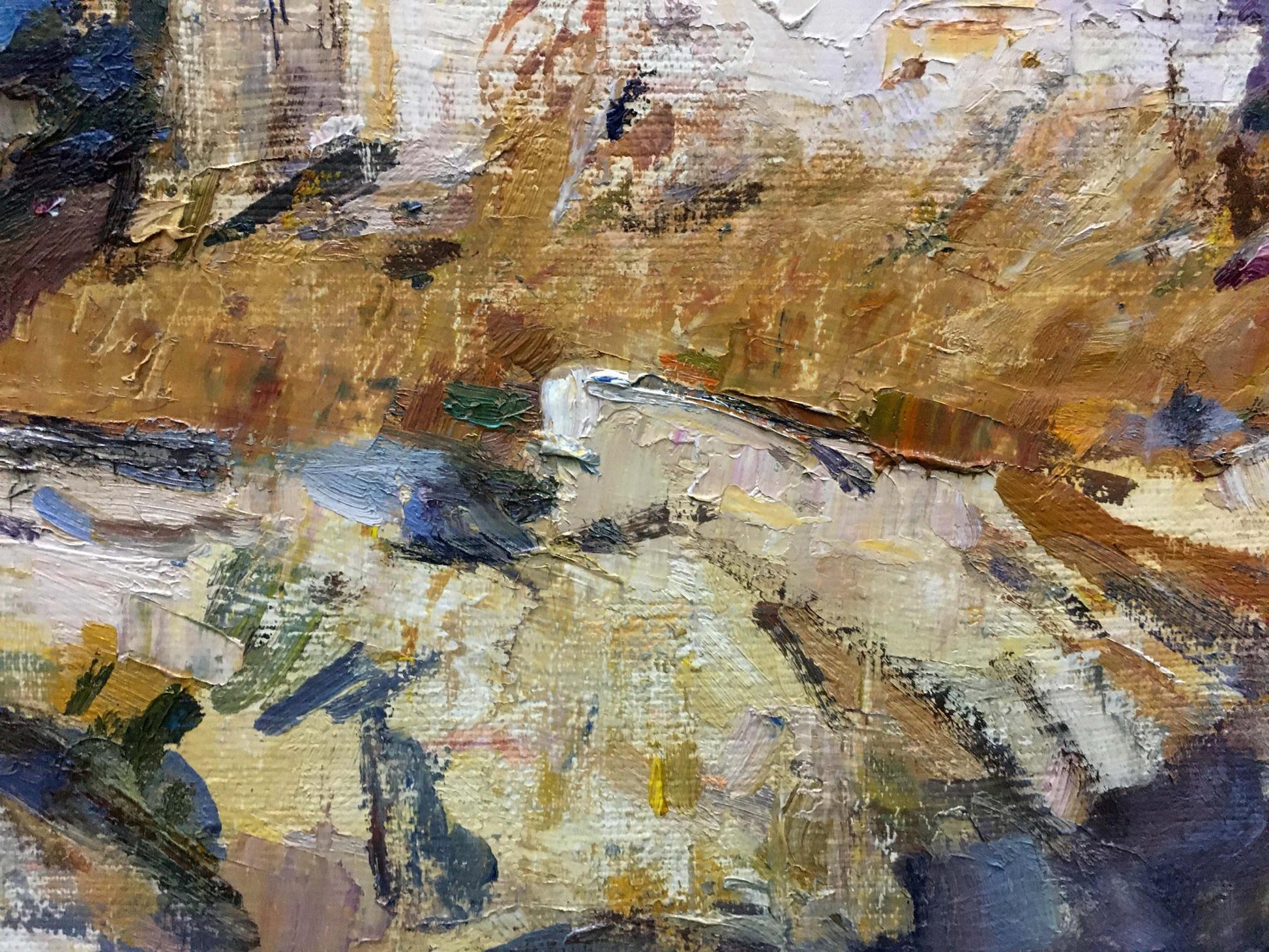 Oil painting Cliffs Sokolov by Vladimir Alexandrovich, earthy textured abstract