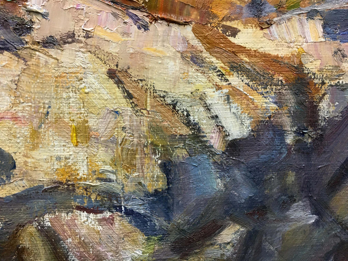 Oil painting Cliffs by Sokolov Vladimir Alexandrovich in earthy impasto tones