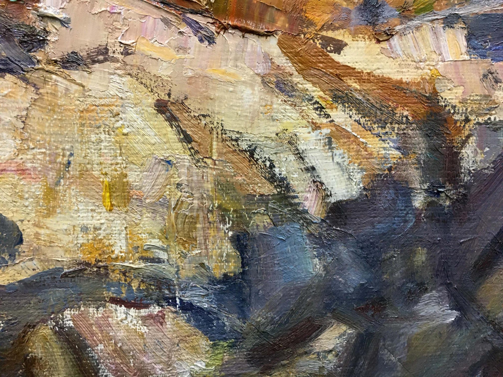 Oil painting Cliffs by Sokolov Vladimir Alexandrovich in earthy impasto tones