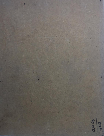 Back of oil painting Forest park: beige textured cardboard with speckles