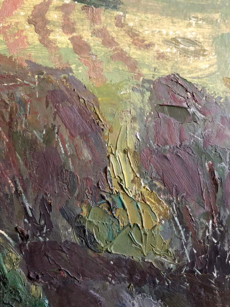 Oil painting Meadows Ryzhykh Viktor with impasto brushstrokes in earthy tones