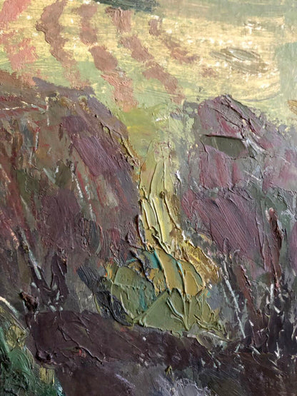 Oil painting Meadows Ryzhykh Viktor with impasto brushstrokes in earthy tones