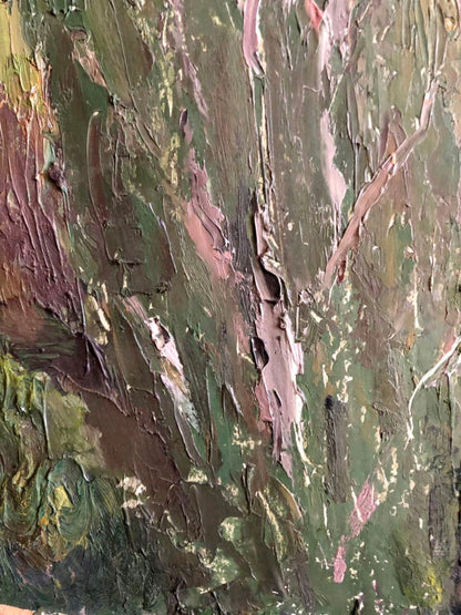 Oil painting Meadows Ryzhykh Viktor with impasto earthy greens and browns