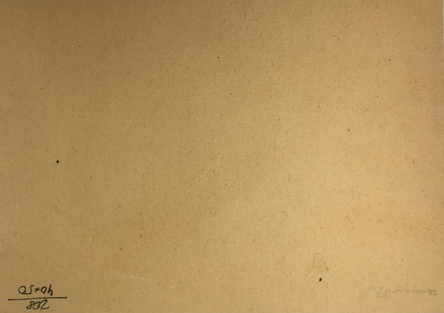 Back of original oil painting Forest swamp on beige textured paper