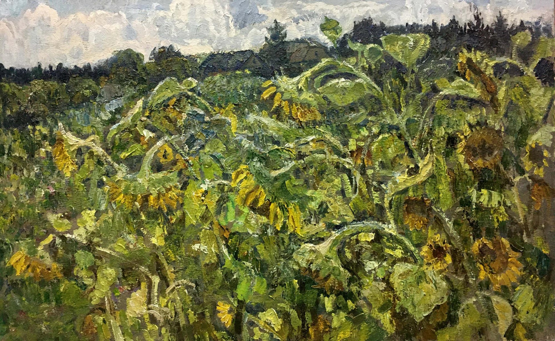 Oil painting of vibrant sunflower field by Zvyagintsev Rostislav Mikhailovich