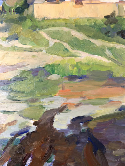 Oil painting Road to the Carpathians by Elbert V.A. with green hills