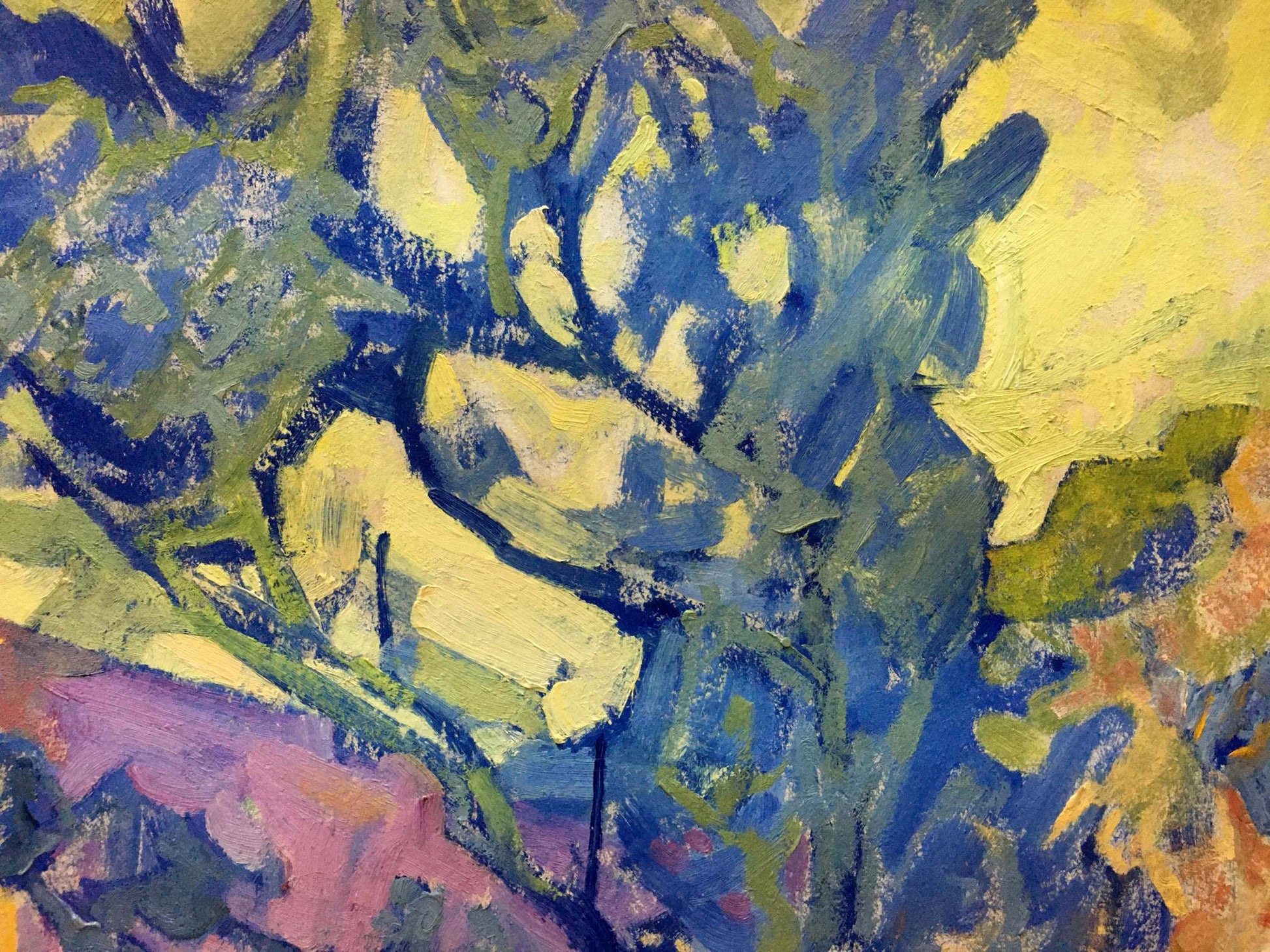 Oil painting Evening came by Kiyansky Yuri Ivanovich with bold blue yellow green strokes
