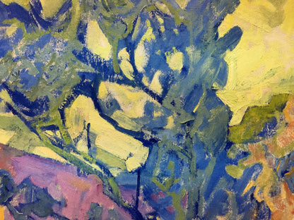 Oil painting Evening came by Kiyansky Yuri Ivanovich with bold blue yellow green strokes