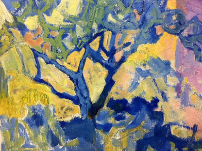 Oil painting Evening came by Kiyansky Yuri Ivanovich, vibrant blue branches