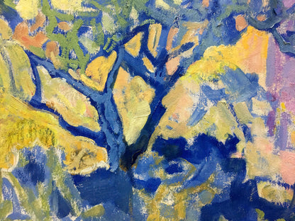 Oil painting Evening came by Kiyansky Yuri Ivanovich: vibrant tree with blue branches