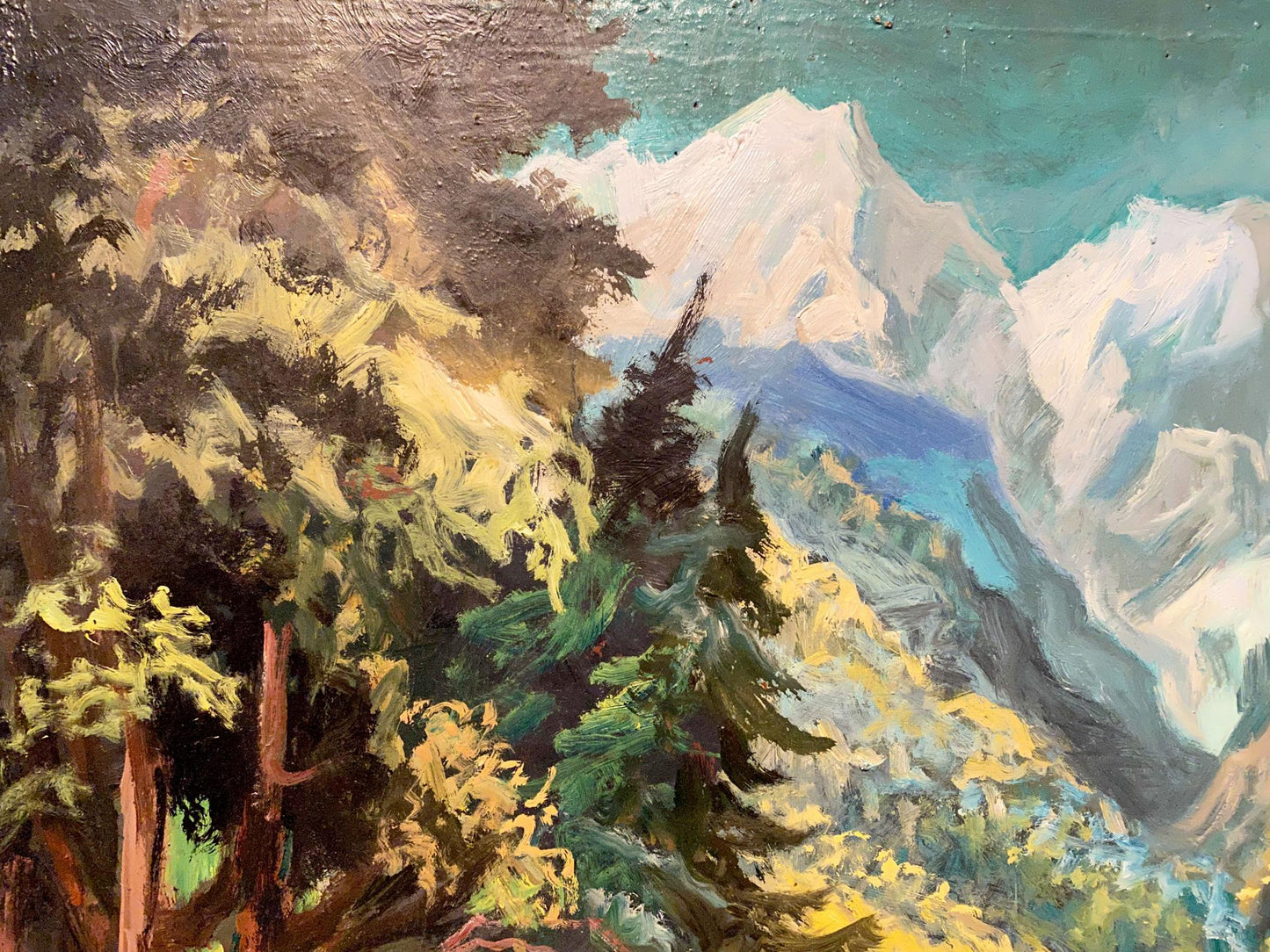 Oil painting Odyssey by Alexander Arkadievich Litvinov: snow-capped mountains