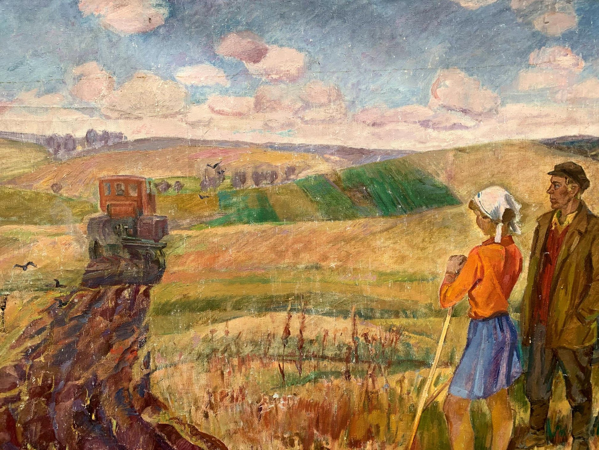 Social realism oil painting Days on the field by Barinova-Kuleba Vera Ivanovna