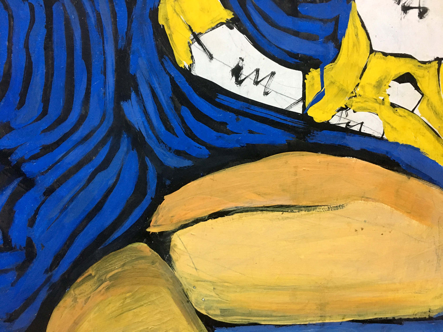 Oil painting portrait of a girl by Sirenko Valentin Stepanovich with blue yellow strokes