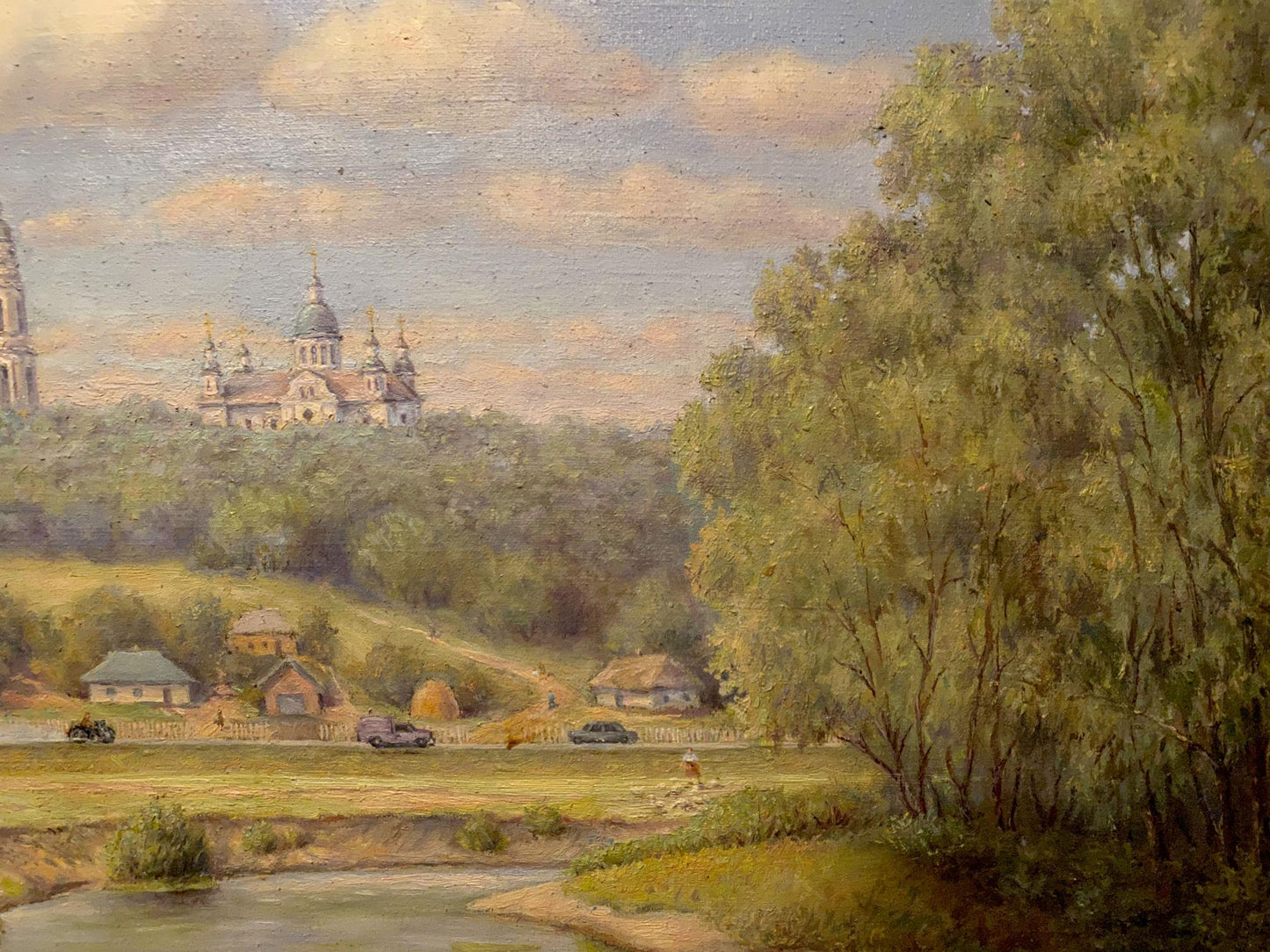 Oil painting by Litvinov Arkady Petrovich: Orthodox church in lush hills