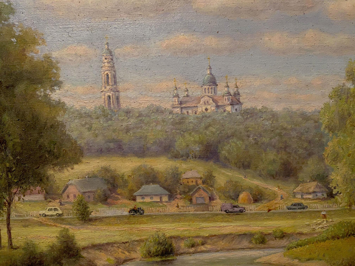 Oil painting by Litvinov Arkady Petrovich: historic church on green hills
