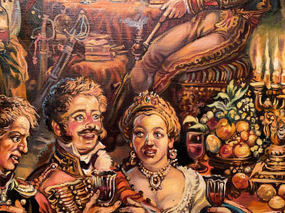 19th century oil painting of regal party scene by Alexander Arkadievich Litvinov