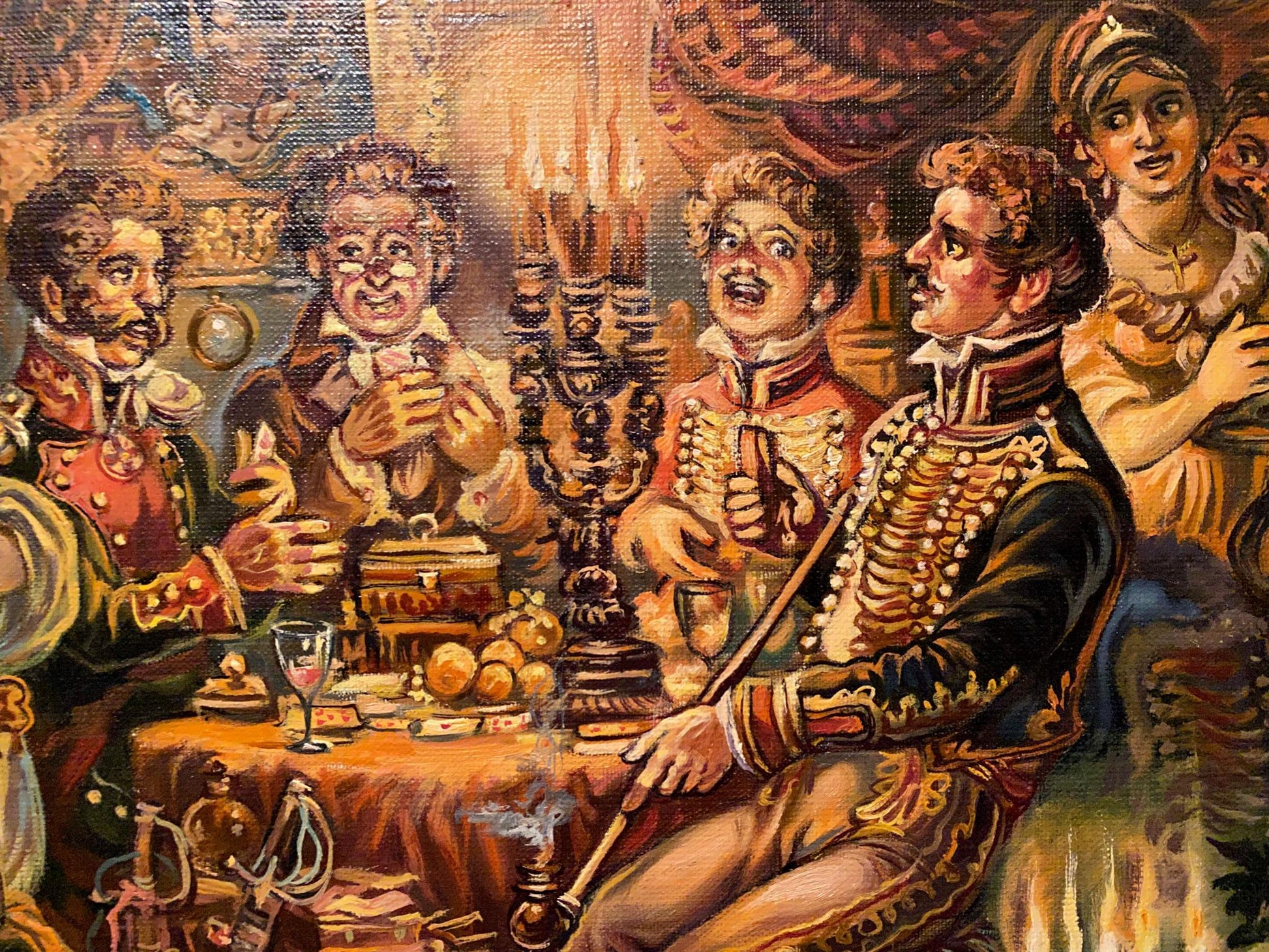 Oil painting of 19th century party by Alexander Arkadievich Litvinov