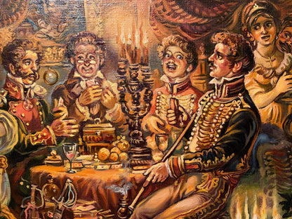 Oil painting of 19th century party by Alexander Arkadievich Litvinov